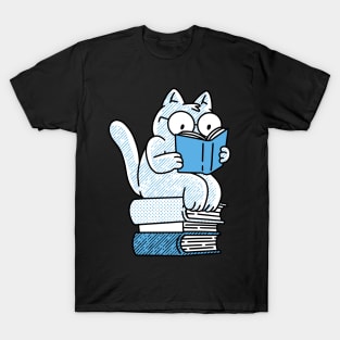 CatSitting On Books And Reading Cat Reading Book For Book Lover Cat Lover T-Shirt